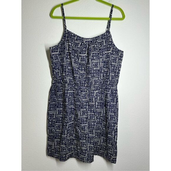 Joe Fresh Women’s Shift Dress Sz L Spaghetti Strap Pockets Mini Drawstring Blue - Picture 1 of 15